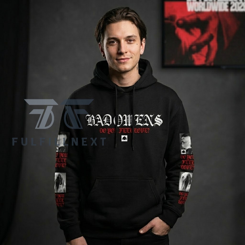 Bad Omens Do You Feel Love Love Worldwide 2026 Hoodie - Detail View