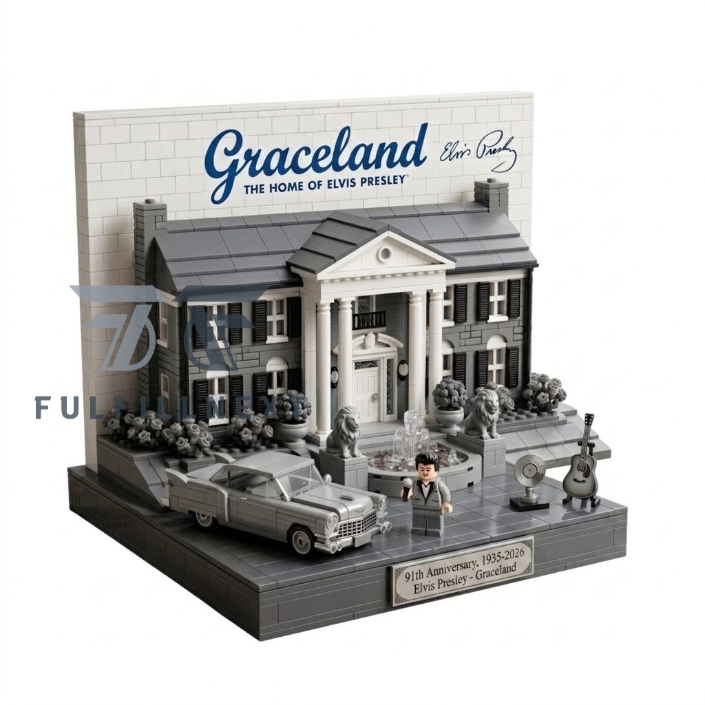 Elvis Presley Graceland 91st Anniversary Building Blocks Set - Front View