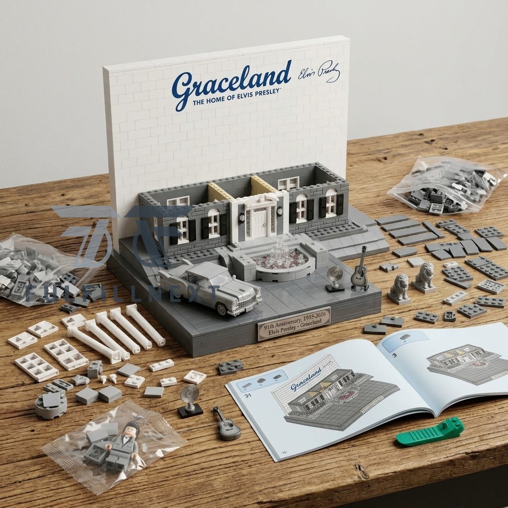 Elvis Presley Graceland 91st Anniversary Building Blocks Set - Detail View