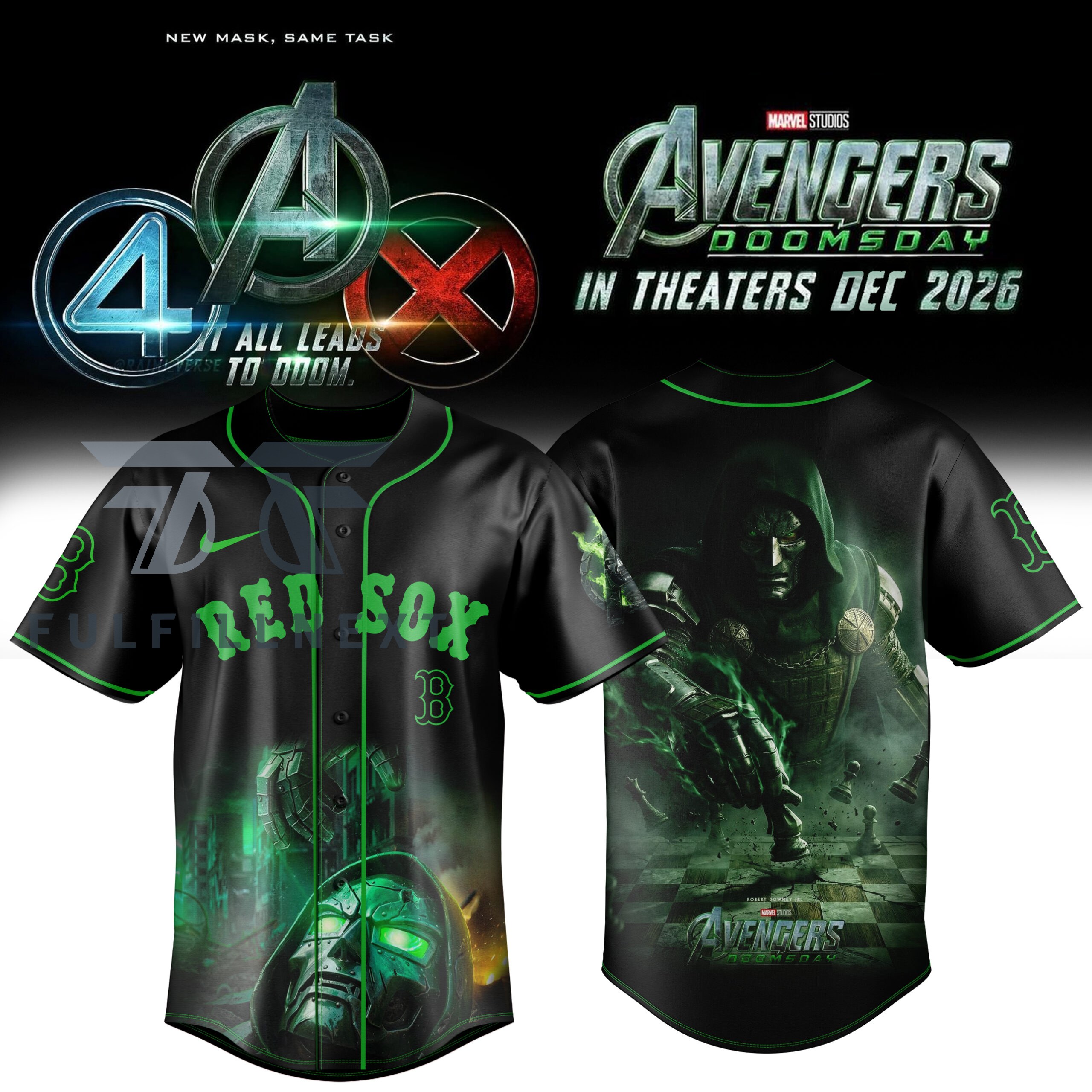 MLB All Team x Avengers Doomsday Doctor Doom Baseball Jersey - Front View