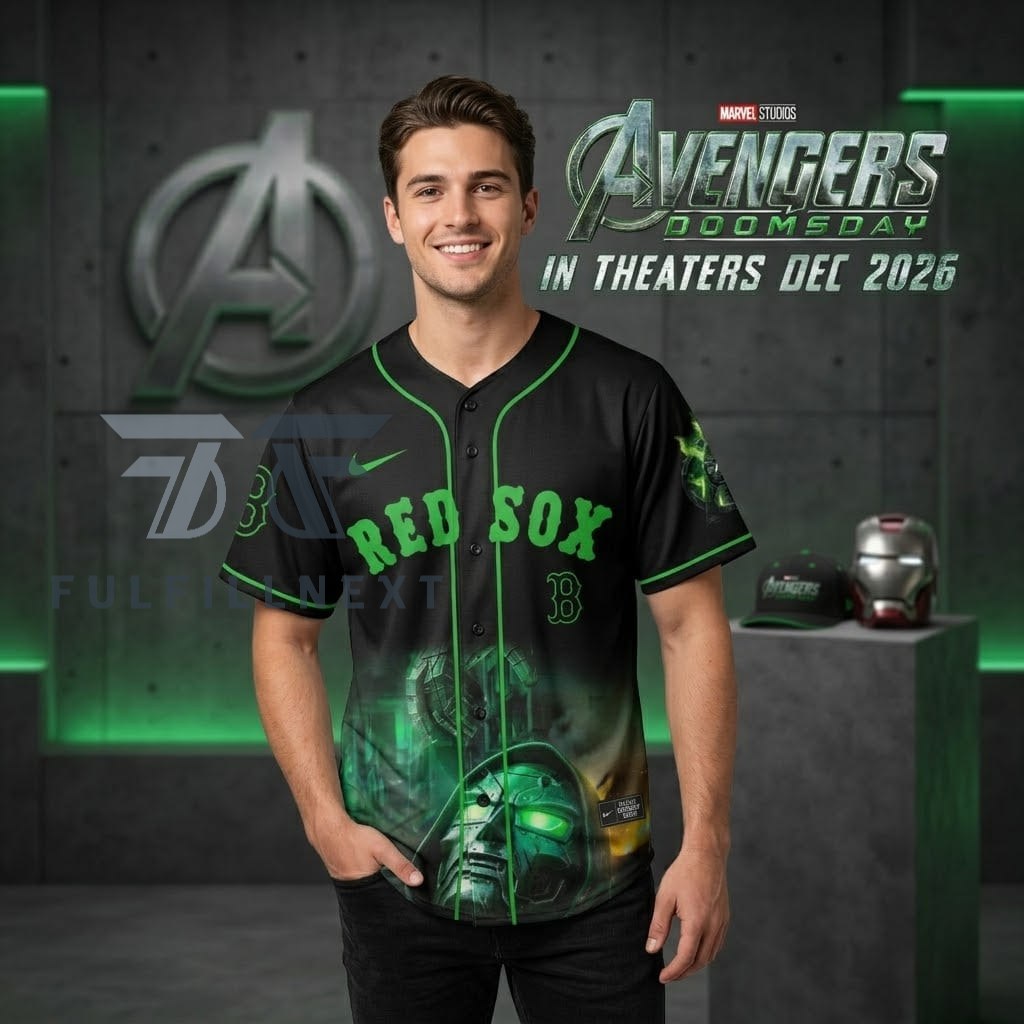 MLB All Team x Avengers Doomsday Doctor Doom Baseball Jersey - Detail View