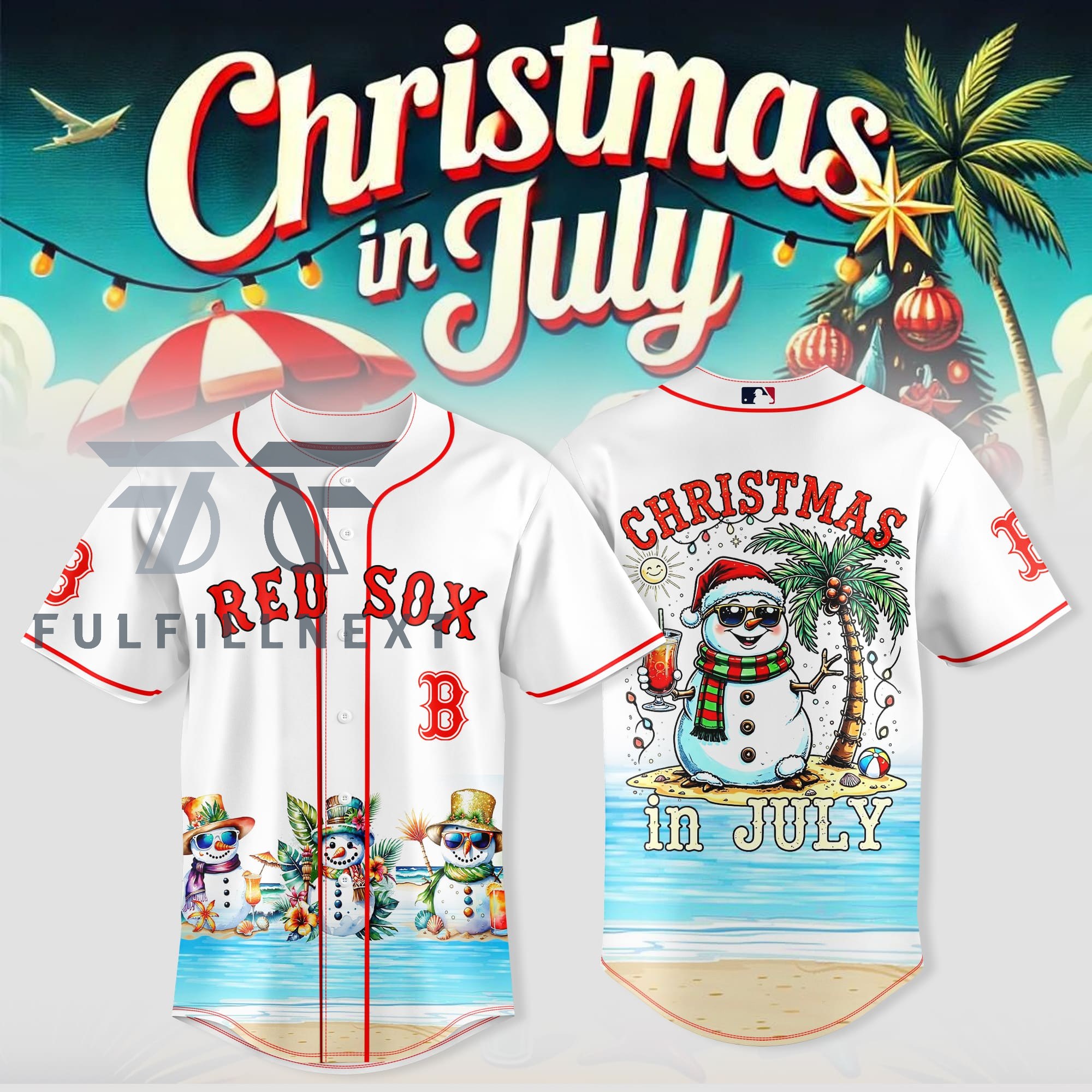 MLB All Team x Christmas in July Baseball Jersey - Front View