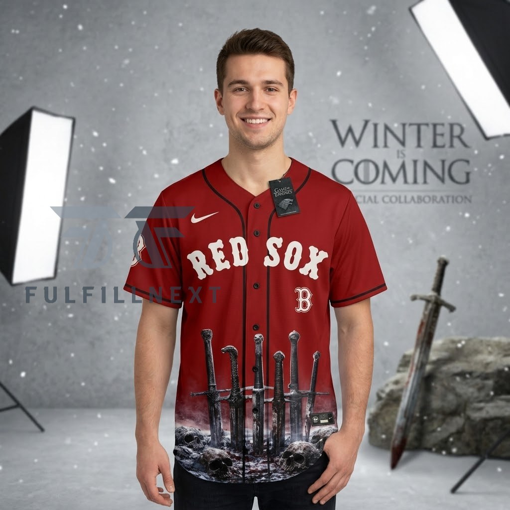 MLB All Team x Game of Thrones Winter Is Coming Jon Snow Baseball Jersey - Detail View