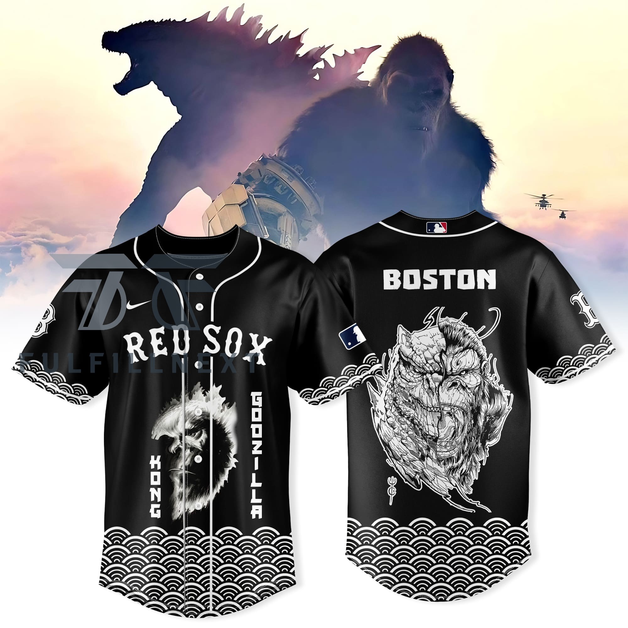 MLB All Team x Godzilla vs Kong Baseball Jersey - Front View
