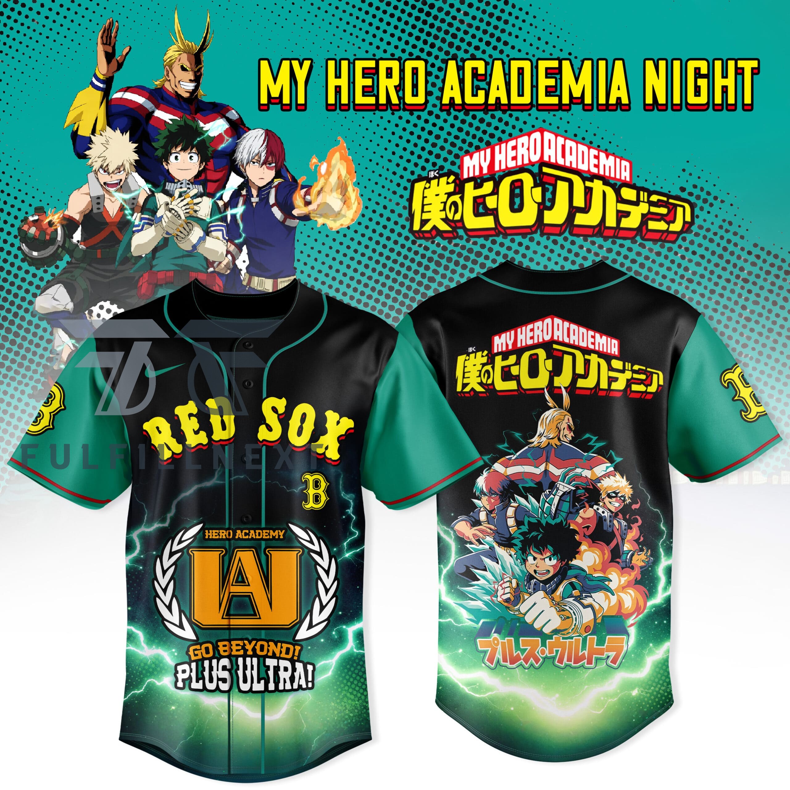 MLB All Team x My Hero Academia Baseball Jersey - Front View
