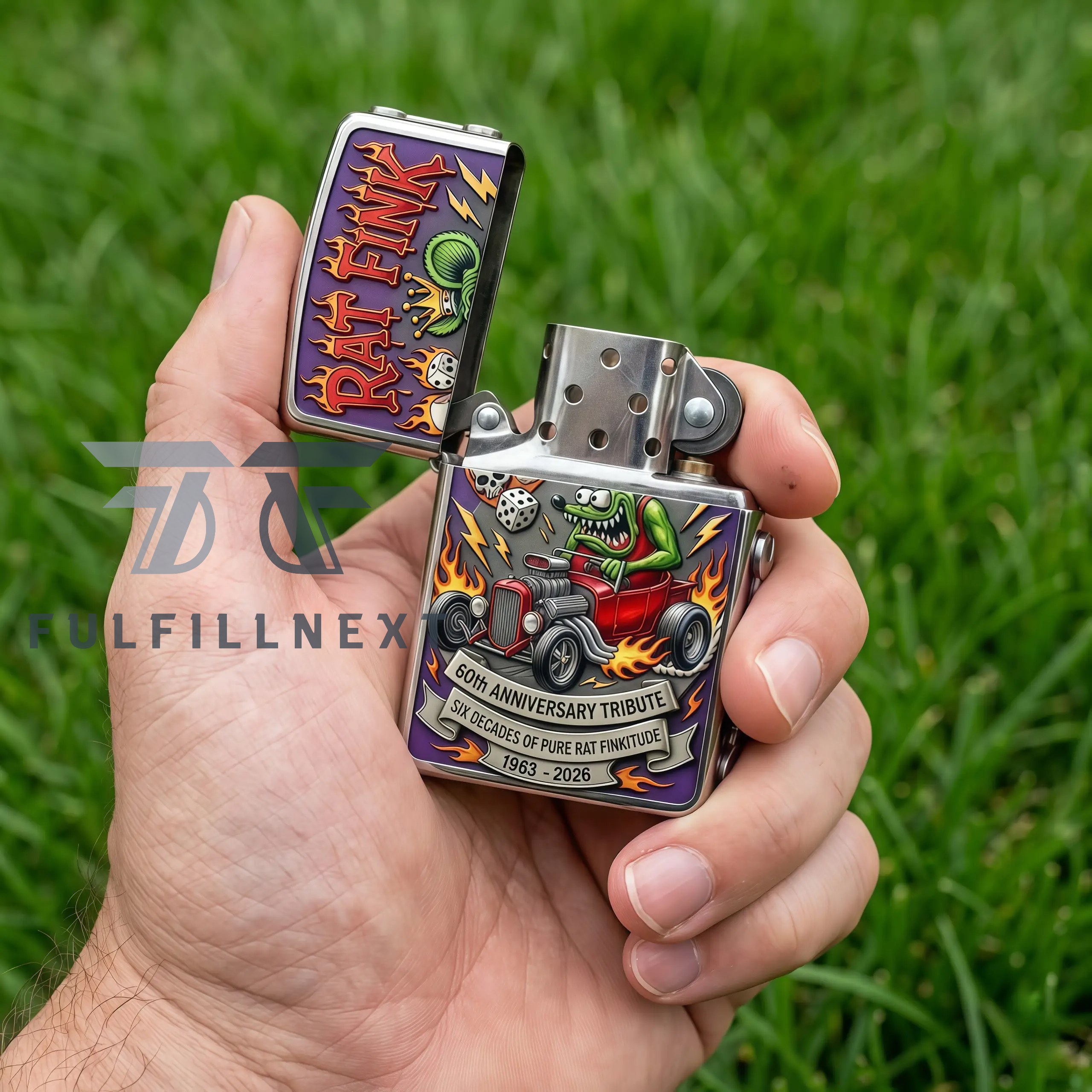 Rat Fink 60th Anniversary Kustom Kulture Zippo Lighter - Detail View