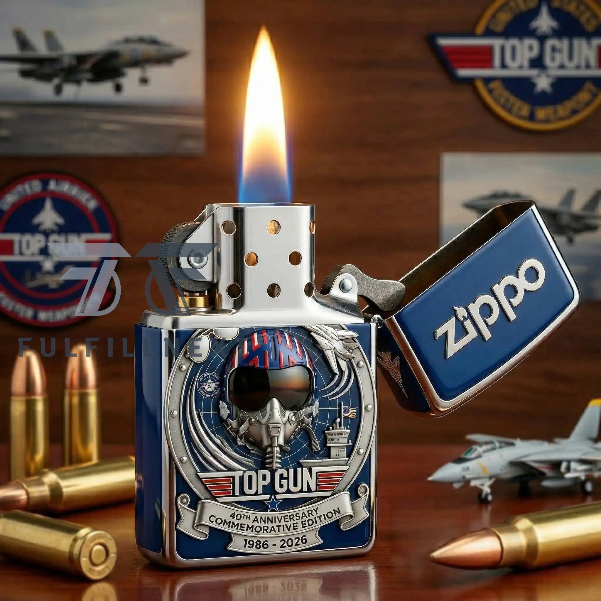 Top Gun 40th Anniversary Zippo Lighter - Front View